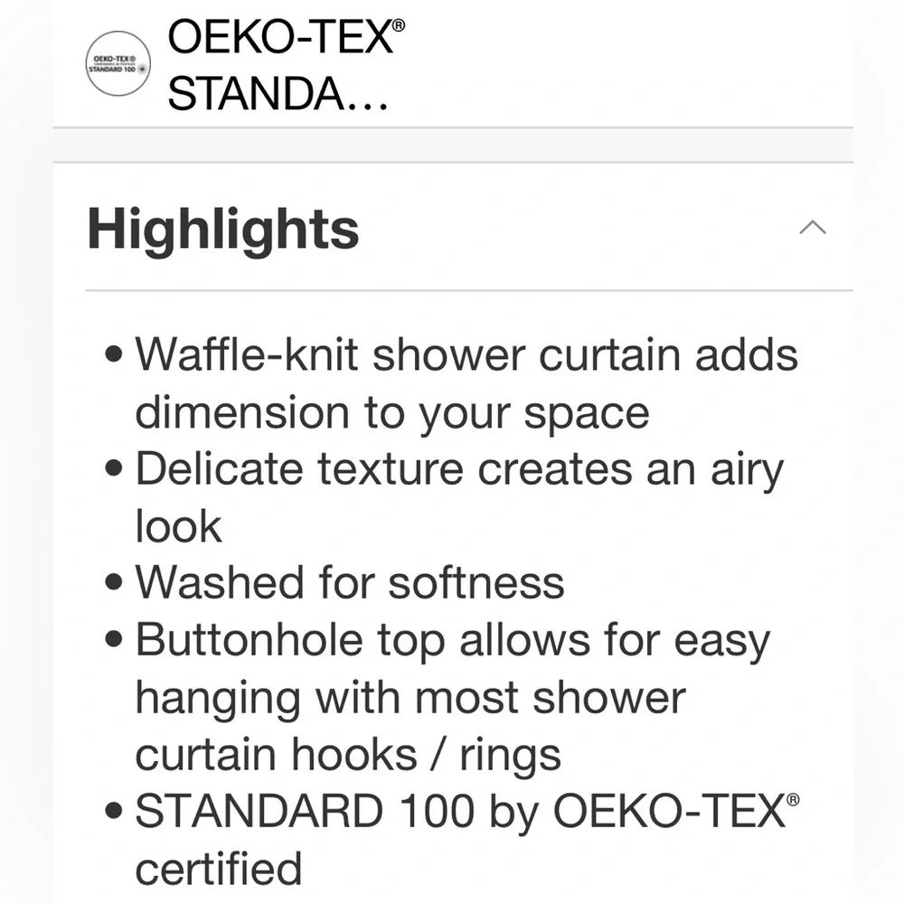 CASALUNA NWT waffle shower curtain -white